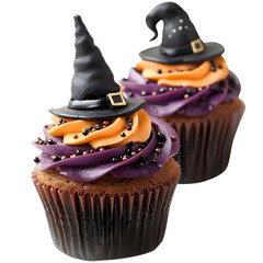 Beautiful witch and vampire theme Muffins, single object.