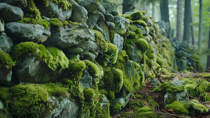 close-up of green moss on rocks