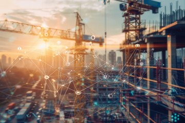 background crane at construction site