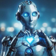 ai robot gesture heart artificial intelligence hand love symbol emotion