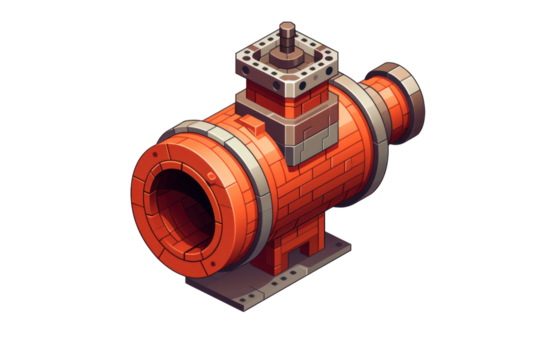 A pixel art rendition of a check valve with a retro 8-bit aesthetic, isolated on a white background