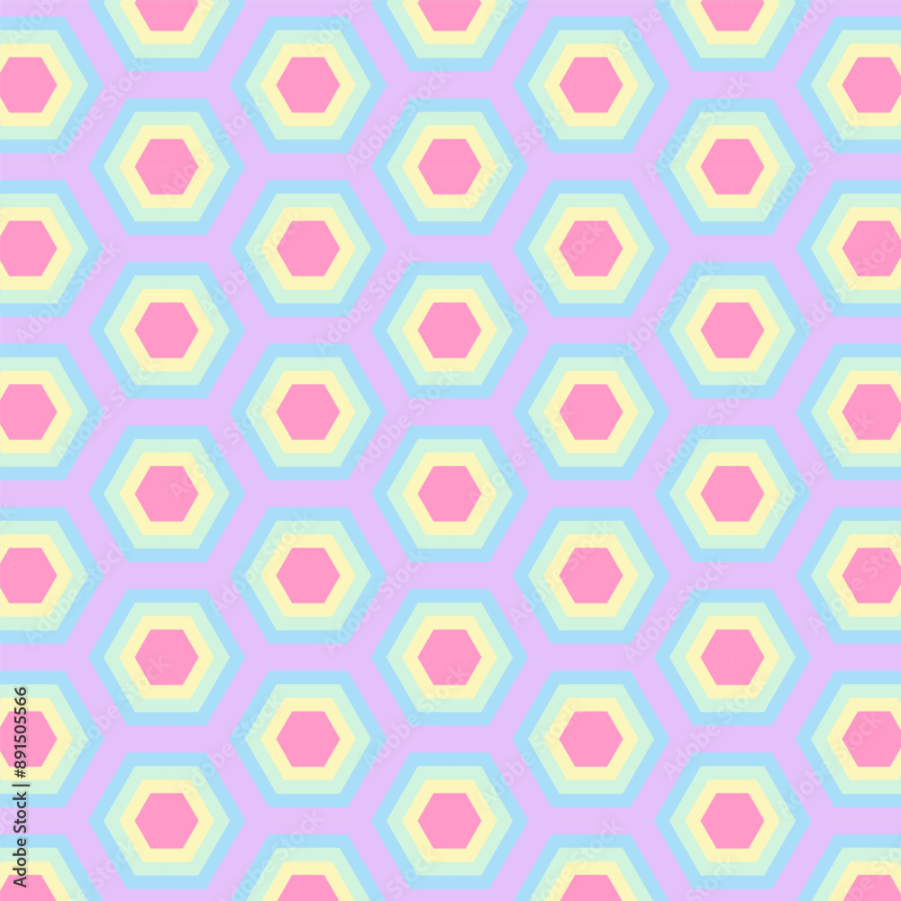 Wall mural seamless geometric pattern.colorful pastel repeat pattern.hexagon graphic vector illustration backgr