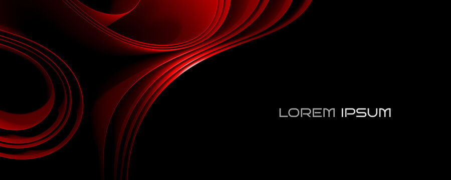 Abstract background with red colored, wavy paper structure. Left-aligned.