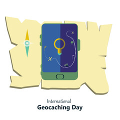 International Geocaching Day, August 17, suitable for social media post, banner, template design, print, suitable for event, website, vector illustration, with Location pin map illustration.