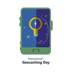 International Geocaching Day, August 17, suitable for social media post, banner, template design, print, suitable for event, website, vector illustration, with Location pin map illustration.