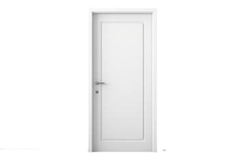 modern white PVC door with sleek lines and a minimalist design. Isolated on white background.