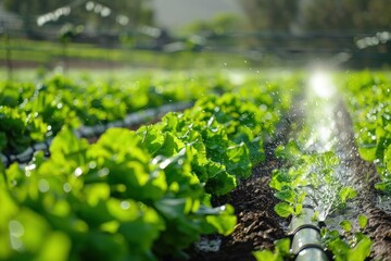 Automated irrigation systems in action, showcasing water conservation in modern agriculture