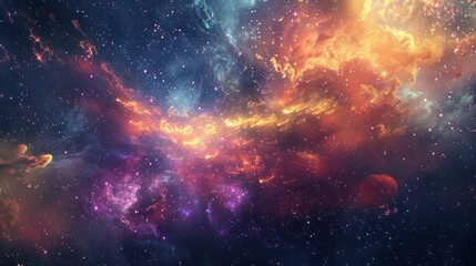 Obraz premium Colorful abstract wallpaper texture background illustration, Universe and time travel between stars and planets