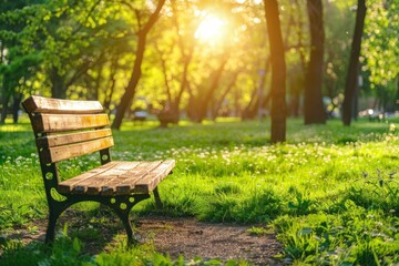 Fototapeta premium bench in a summer sunny park