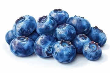 Obraz premium Fresh, juicy blueberries in a close-up shot showcasing their vibrant blue color and perfect round shape. Ideal for healthy food concepts.