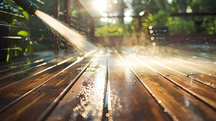 Use a high-pressure water jet to thoroughly clean the terrace and eliminate dirt from the pavement