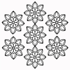 Flower icon sign outline isolated black and white element graphic design