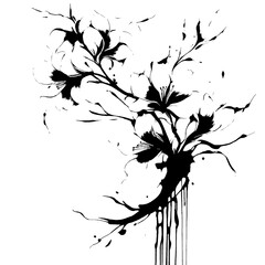 Graceful Black Ink Designs on Spotless White Canvas