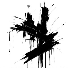 Sleek Black Ink Strokes on Pristine White Canvas