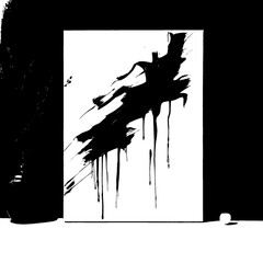 Sleek Black Ink Strokes on Pristine White Canvas