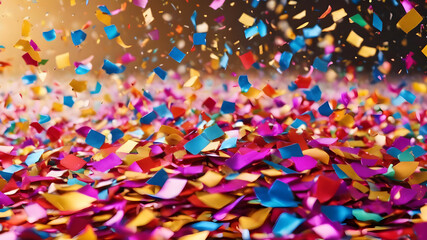 Confetti explosion background with colorful bits