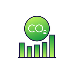 carbon offset, co2 graph icon, vector
