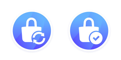 Return policy icons with a bag, vector