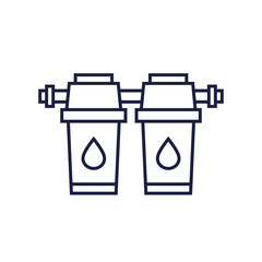 water filter icon, filtration system line vector