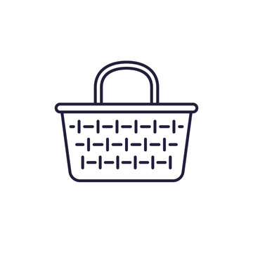 recommend clip art: wicker basket icon on white, line vector