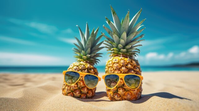 A pineapple wearing sunglasses 