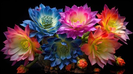 Beautiful colorful cactus flowers