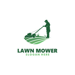 Lawn Mower logo design vector silhouette illustration