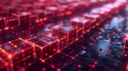 Obraz premium Unlocking the Power of Blockchain Technology with a Futuristic Circuit Board Design and Neon Lights