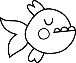 Vector black and white abstract fish icon. Under the sea line illustration or coloring page with cute funny creature. Ocean animal clipart. Cartoon underwater or marine clip art for children