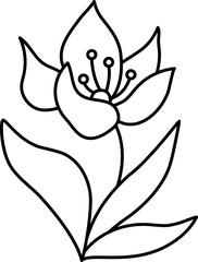 Vector black and white lily icon. Beautiful garden or marine flower line illustration or coloring page isolated on white background. Princess or mermaid blooming plant clipart