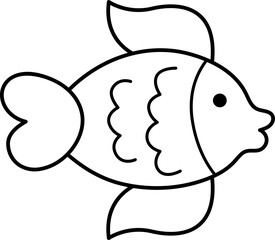 Vector black and white abstract fish icon. Under the sea line illustration or coloring page with cute funny creature. Ocean animal clipart. Cartoon underwater or marine clip art for children