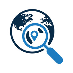 Globe, map Locaton Search Icon.