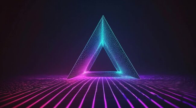 Neon Triangle Abstract, Take the video going around the object