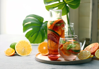 citrus tea with fresh fruits and berries