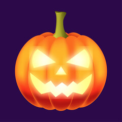 Scary Halloween pumpkin with glowing eyes