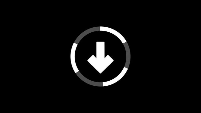 4K Loading Icon. 4k animation of an technology loader icon Arrow down symbol reveal. slide, upload, download, downloading, uploading.