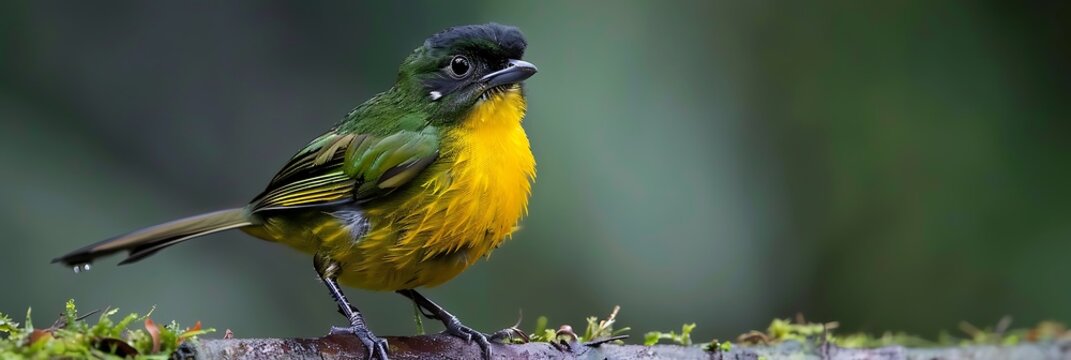 Yellowbilled Jacamar Galbula albirostris perched in the Amazon rainforest known locally as Arirambadebicoamarelo