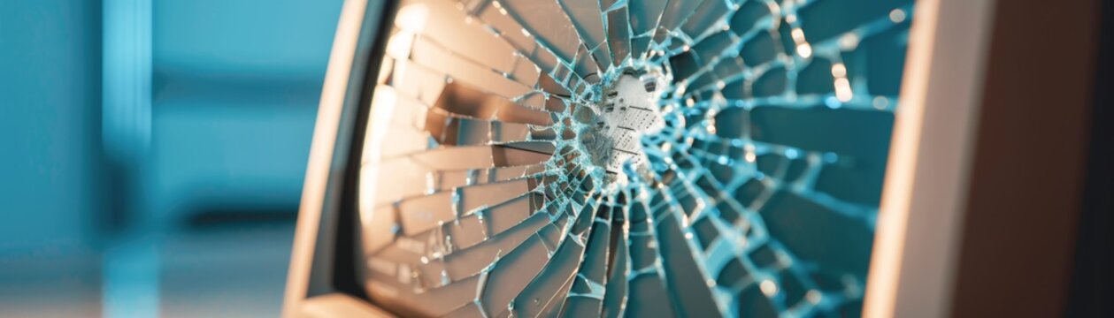 Data Breach Nightmare Broken Screen on Old PC with Cybersecurity Errors in Abandoned Setting