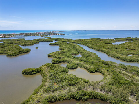 Thousand Islands Conservation Area in the Indian River Lagoon in Cocoa Beach, Brevard County, Florida.