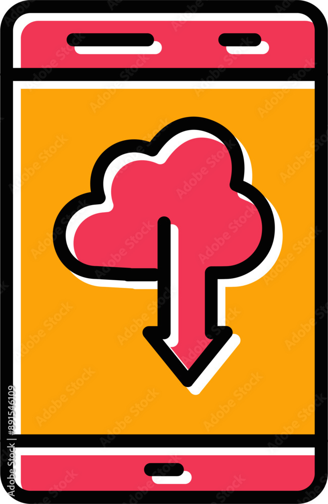 Poster cloud with downward arrow vector icon