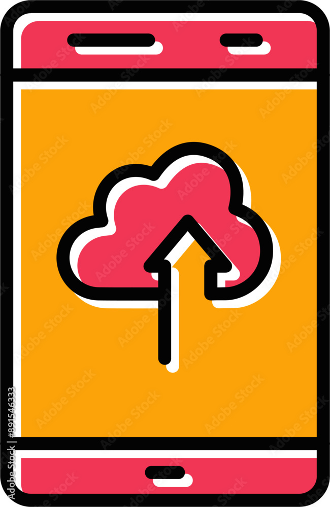 Sticker Cloud with Upward Arrow Vector Icon