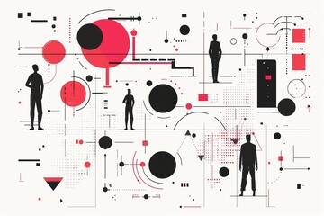 Obraz premium analytics, team, corporate, meeting, teamwork, business, work, analysis, marketing, illustration of a silhouette of a person