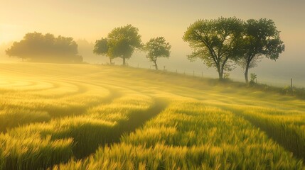 Obraz premium views of lush green and expansive rice fields