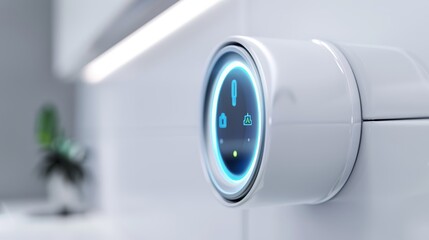 A detailed close-up of a smart plug controlling energy usage in a home, promoting energy efficiency, high-resolution photo, realistic photo, cinematography, hyper realistic
