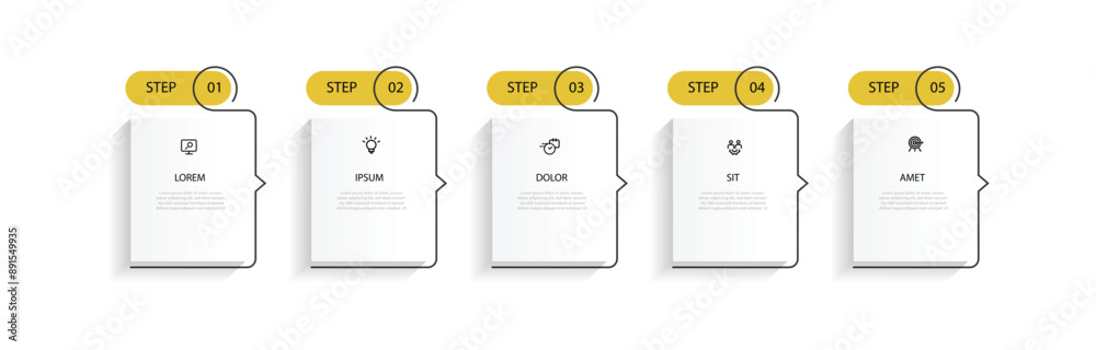 Poster Design template infographic vector element with 5 step line table suitable for web presentation and business information