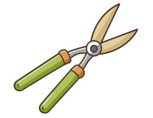 Gardening scissor isolated on white. Cartoon style vector illustration.