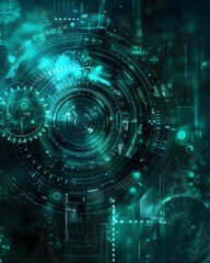 Futuristic Digital Interface HUD Cyber Technology Geometric Data AI Generated