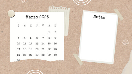 Calendario 2025 Marzo