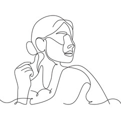 female minimalist line art style, unique modern decorative art vector illustration