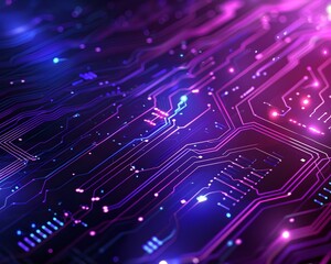 Obraz premium Futuristic Circuit Board Technology Digital Electronics Cyber Neon. AI Generated